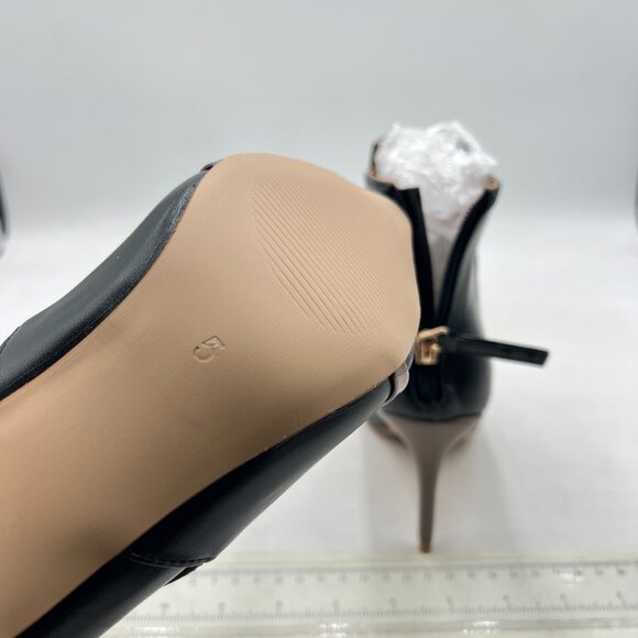 FSJ Black Glossy High Heel Ankle Boots Pointed Toe Bootie Chelsea Zipper Shoe - Picture 6 of 8